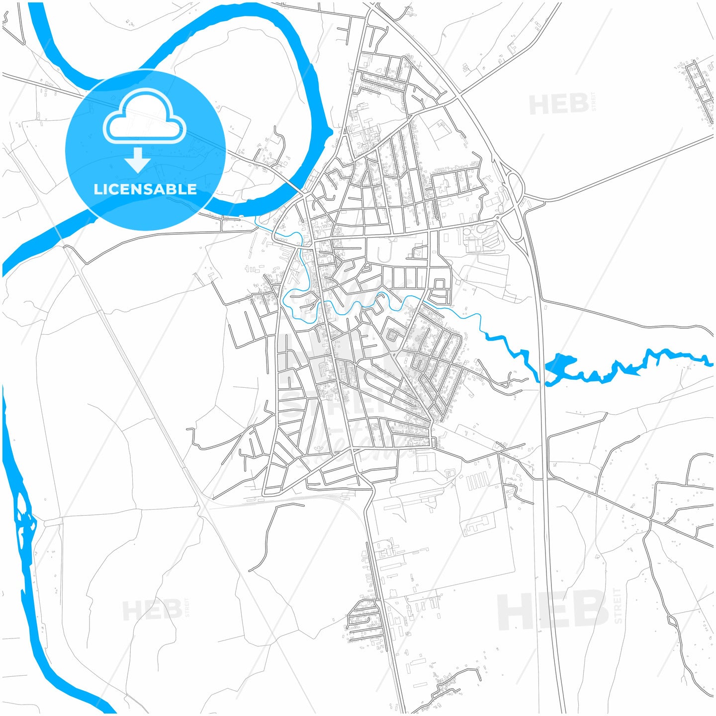 Ćuprija, Pomoravlje, Serbia, city map with high quality roads.