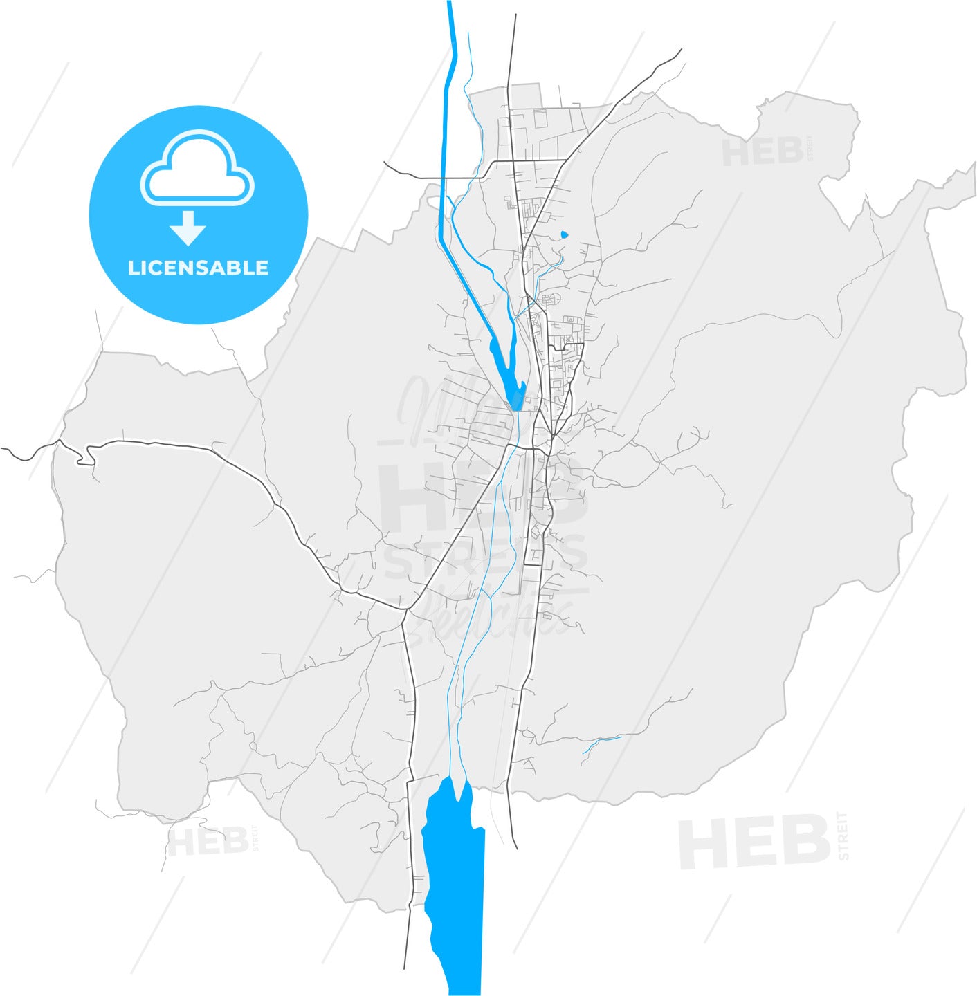 Curtea de Argeș, Argeș, Romania, high quality vector map