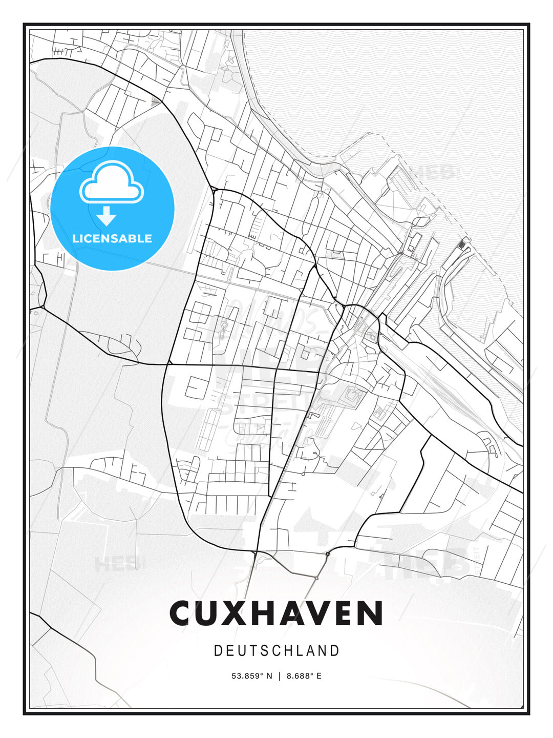 Cuxhaven, Germany, Modern Print Template in Various Formats - HEBSTREITS Sketches