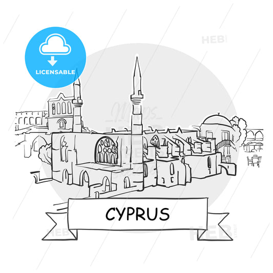 Cyprus hand-drawn urban vector sign – instant download
