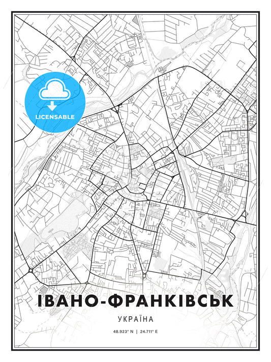 ІВАНО-ФРАНКІВСЬК / Ivano-Frankivsk, Ukraine, Modern Print Template in Various Formats - HEBSTREITS Sketches
