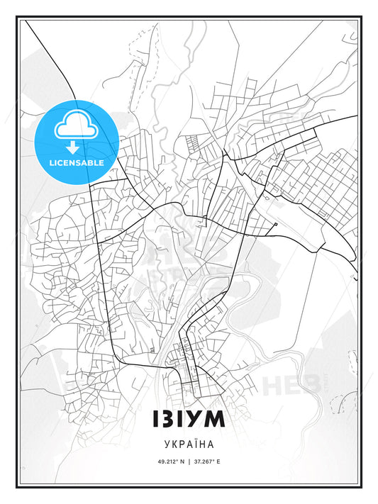 ІЗІУМ / Izium, Ukraine, Modern Print Template in Various Formats - HEBSTREITS Sketches