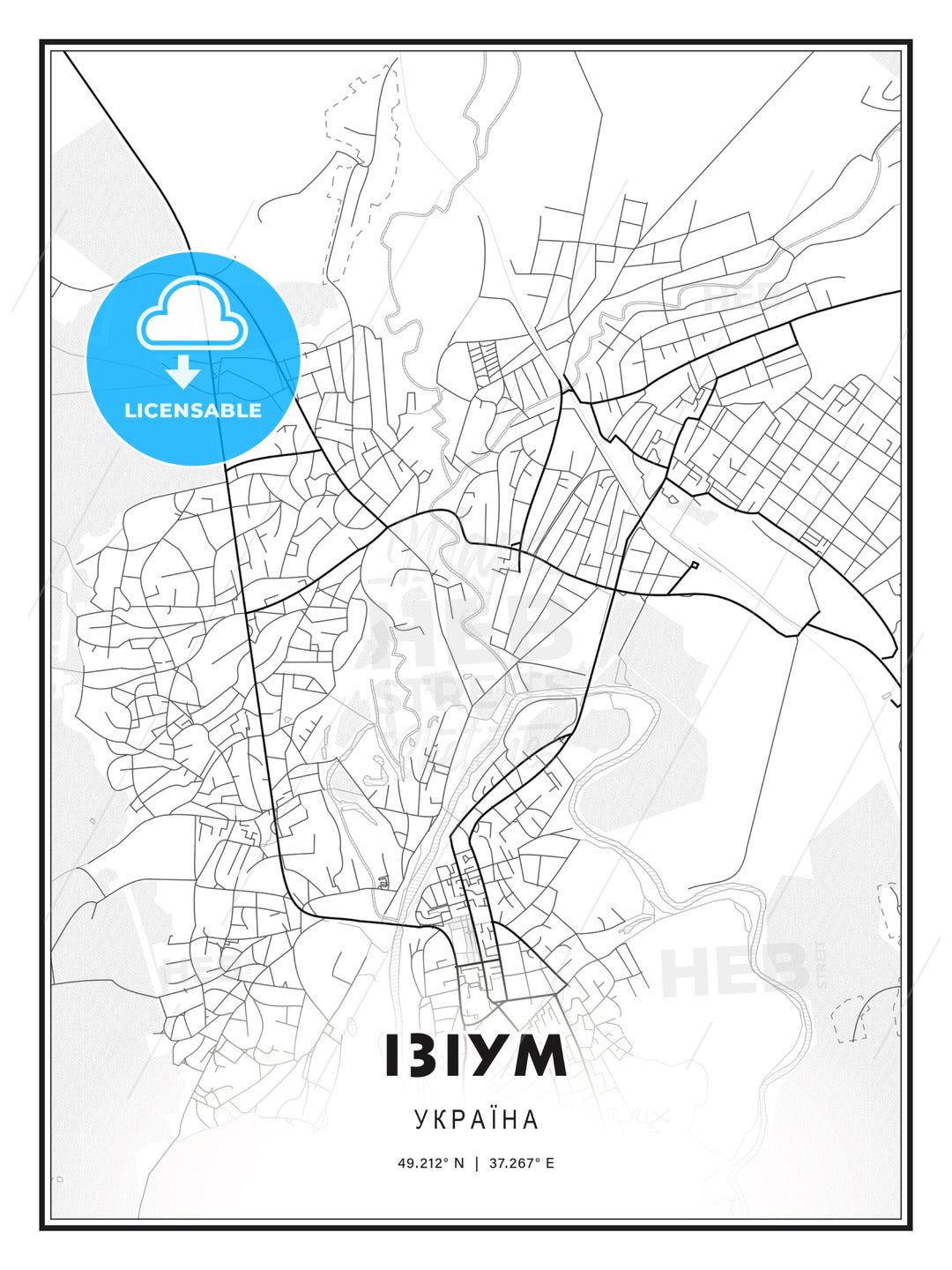 ІЗІУМ / Izium, Ukraine, Modern Print Template in Various Formats - HEBSTREITS Sketches