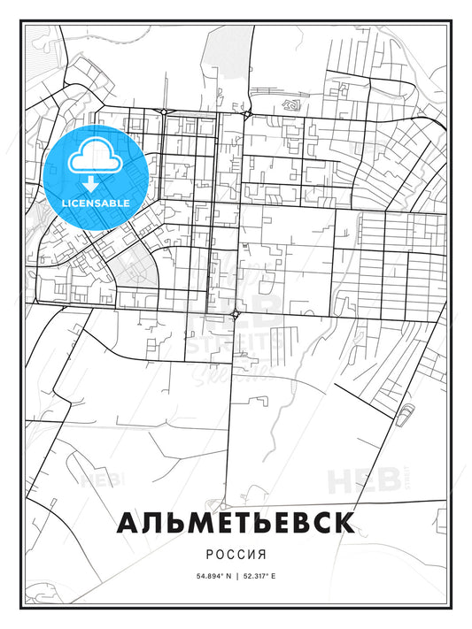 АЛЬМЕТЬЕВСК / Almetyevsk, Russia, Modern Print Template in Various Formats - HEBSTREITS Sketches