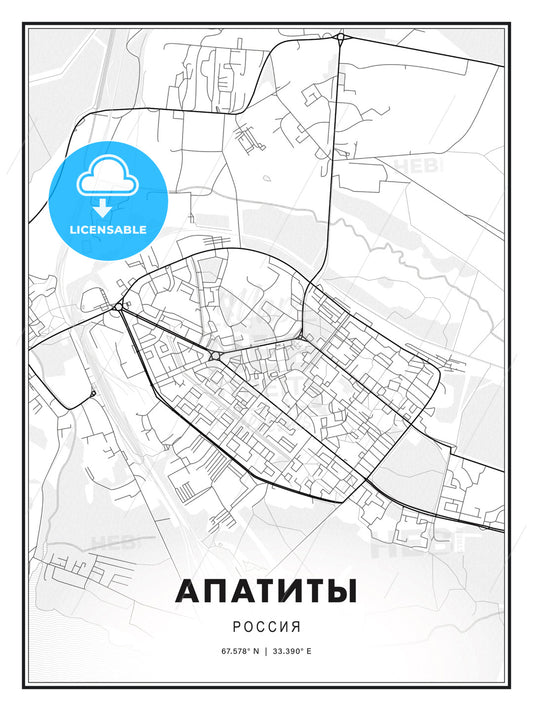 АПАТИТЫ / Apatity, Russia, Modern Print Template in Various Formats - HEBSTREITS Sketches