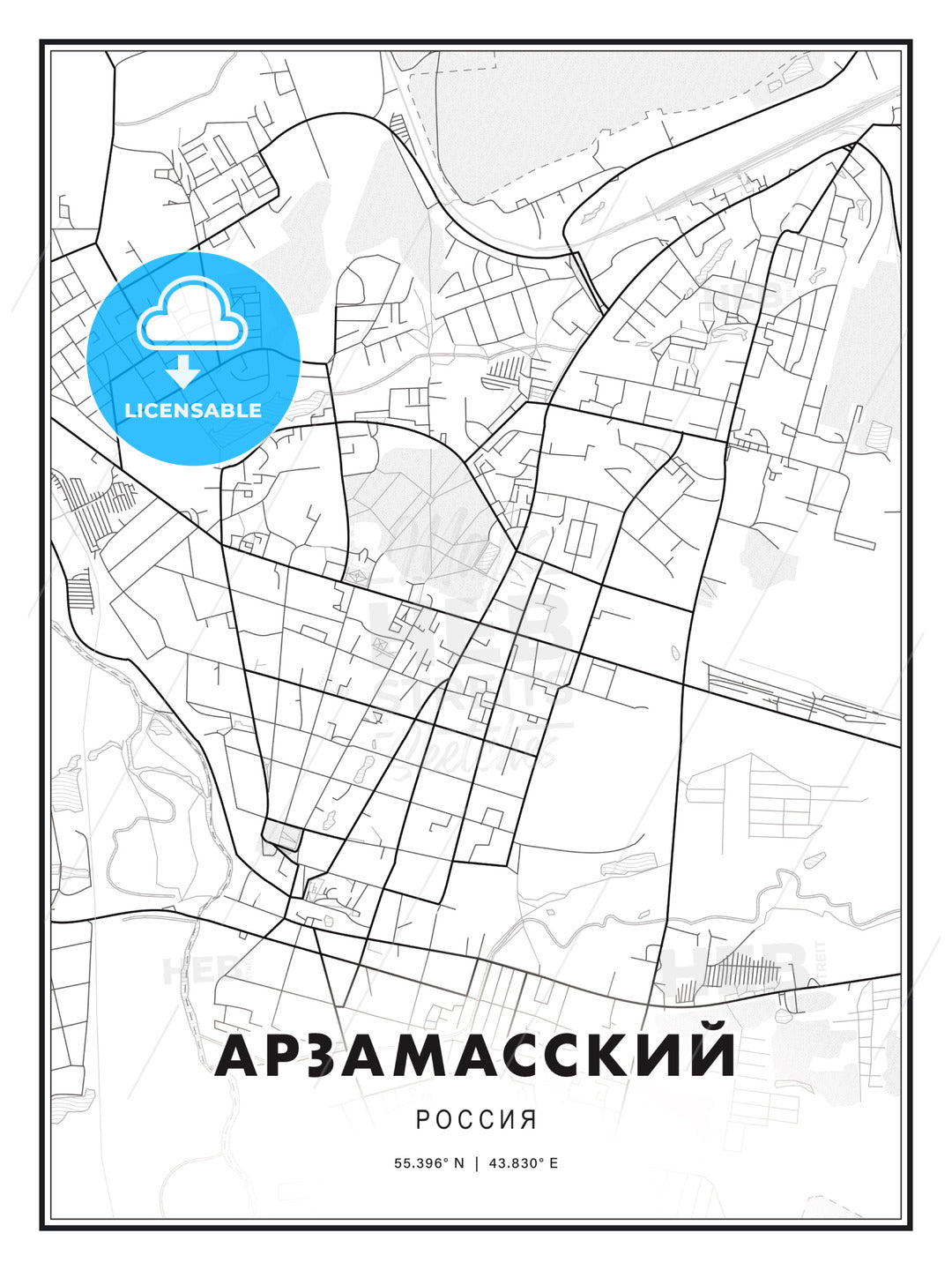 АРЗАМАССКИЙ / Arzamas, Russia, Modern Print Template in Various Formats - HEBSTREITS Sketches