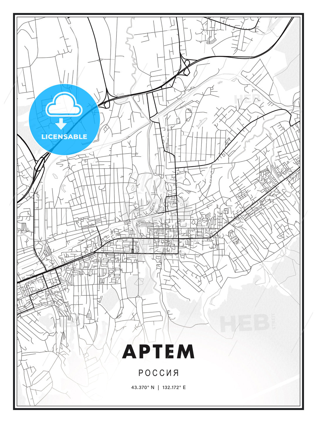 АРТЕМ / Artyom, Russia, Modern Print Template in Various Formats - HEBSTREITS Sketches