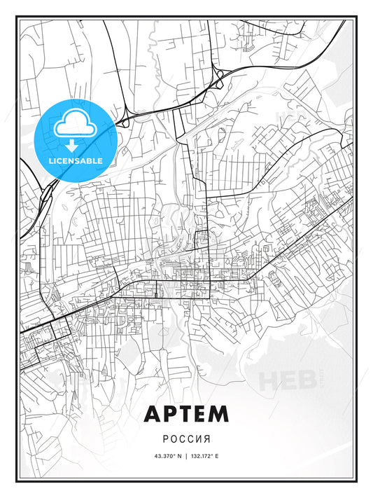 АРТЕМ / Artyom, Russia, Modern Print Template in Various Formats - HEBSTREITS Sketches