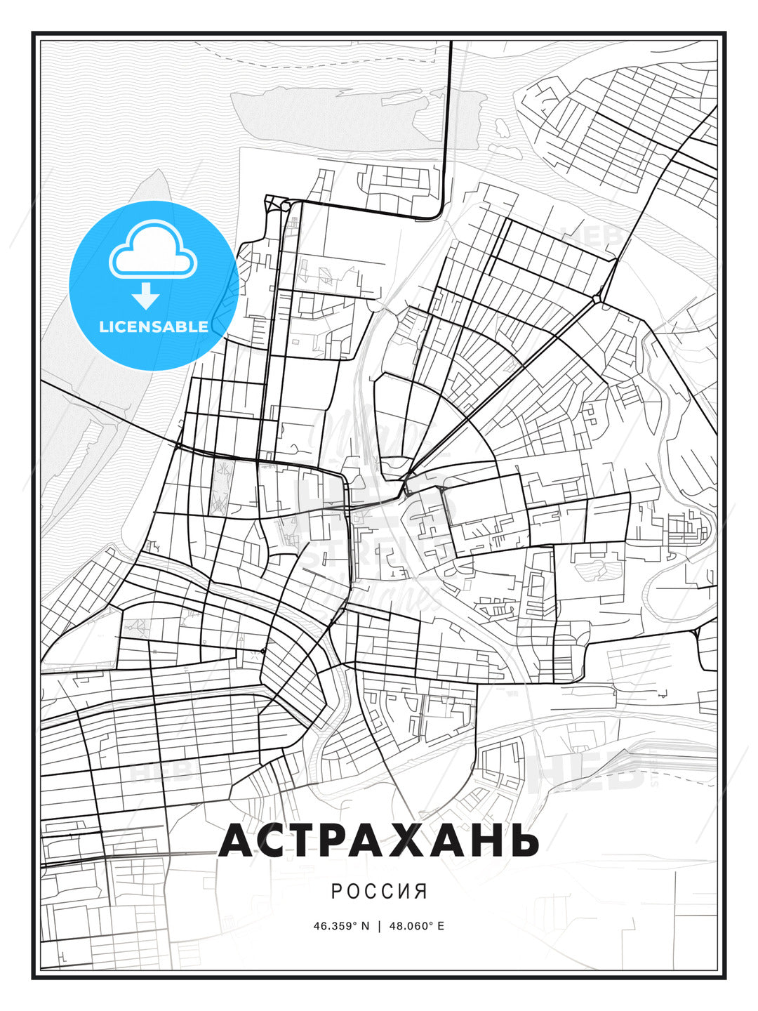 АСТРАХАНЬ / Astrakhan, Russia, Modern Print Template in Various Formats - HEBSTREITS Sketches