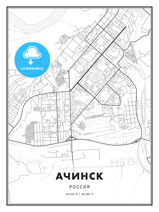 АЧИНСК / Achinsk, Russia, Modern Print Template in Various Formats - HEBSTREITS Sketches