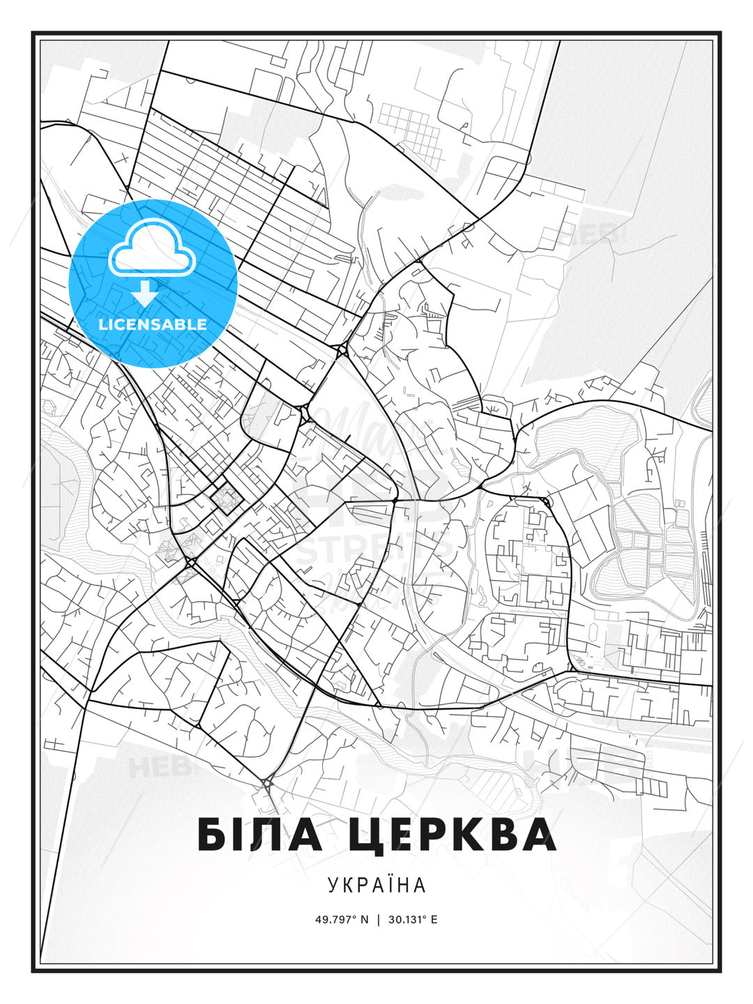 БІЛА ЦЕРКВА / Bila Tserkva, Ukraine, Modern Print Template in Various Formats - HEBSTREITS Sketches