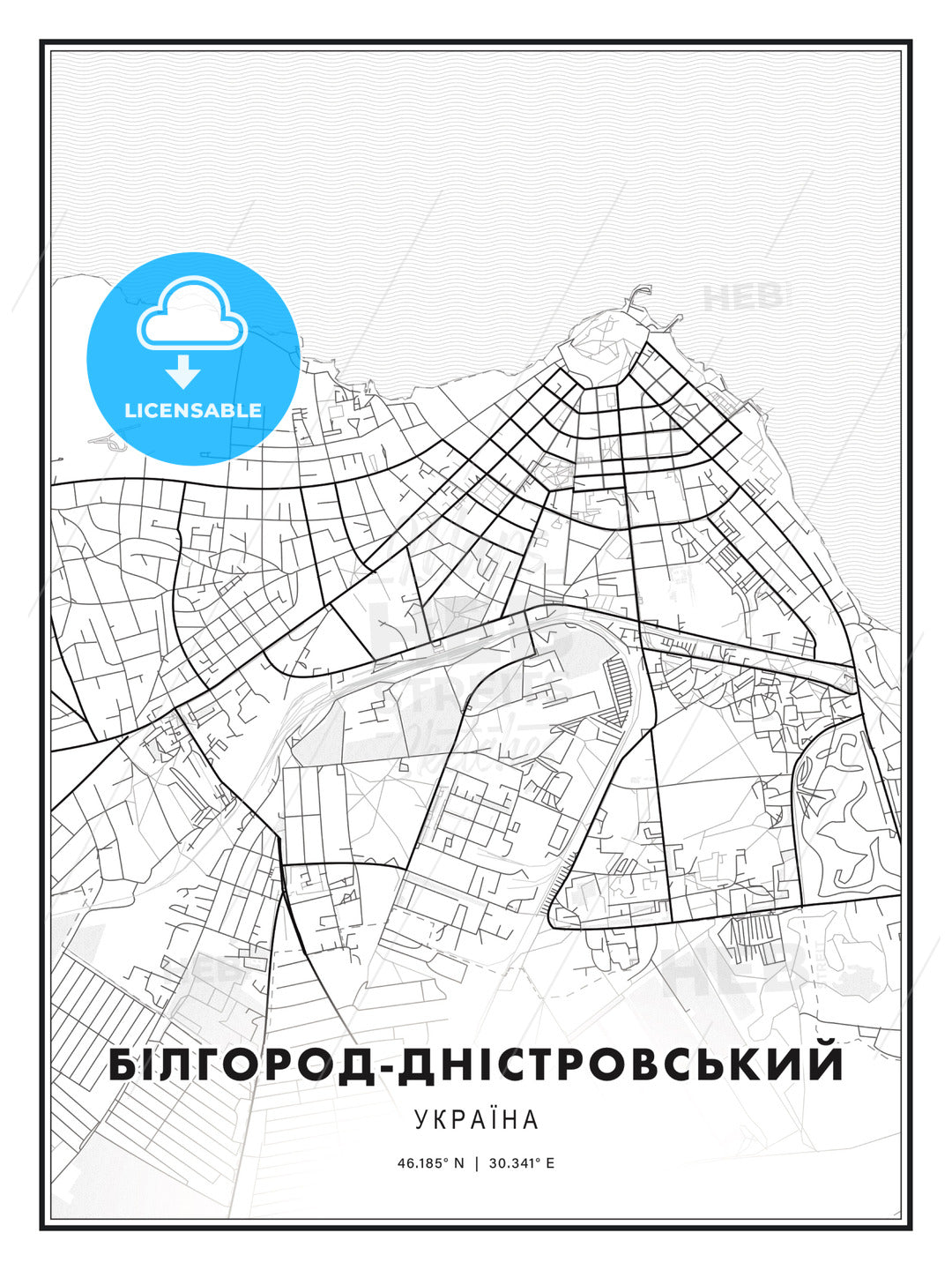 БІЛГОРОД-ДНІСТРОВСЬКИЙ / Bilhorod-Dnistrovskyi, Ukraine, Modern Print Template in Various Formats - HEBSTREITS Sketches
