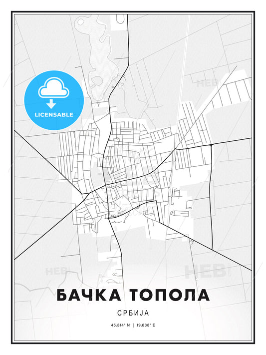 БАЧКА ТОПОЛА / Bačka Topola, Serbia, Modern Print Template in Various Formats - HEBSTREITS Sketches