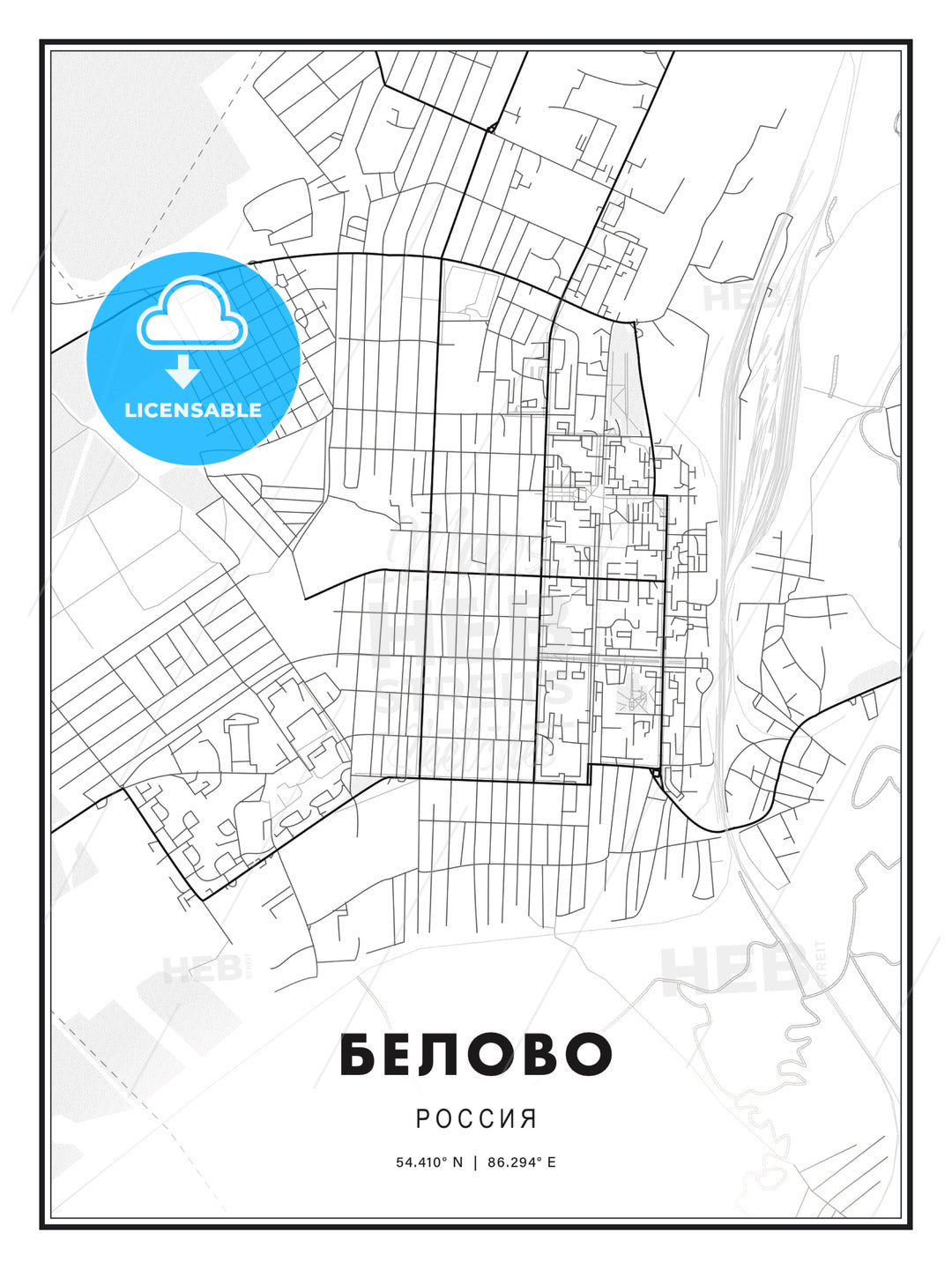 БЕЛОВО / Belovo, Russia, Modern Print Template in Various Formats - HEBSTREITS Sketches