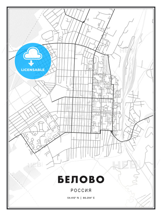 БЕЛОВО / Belovo, Russia, Modern Print Template in Various Formats - HEBSTREITS Sketches