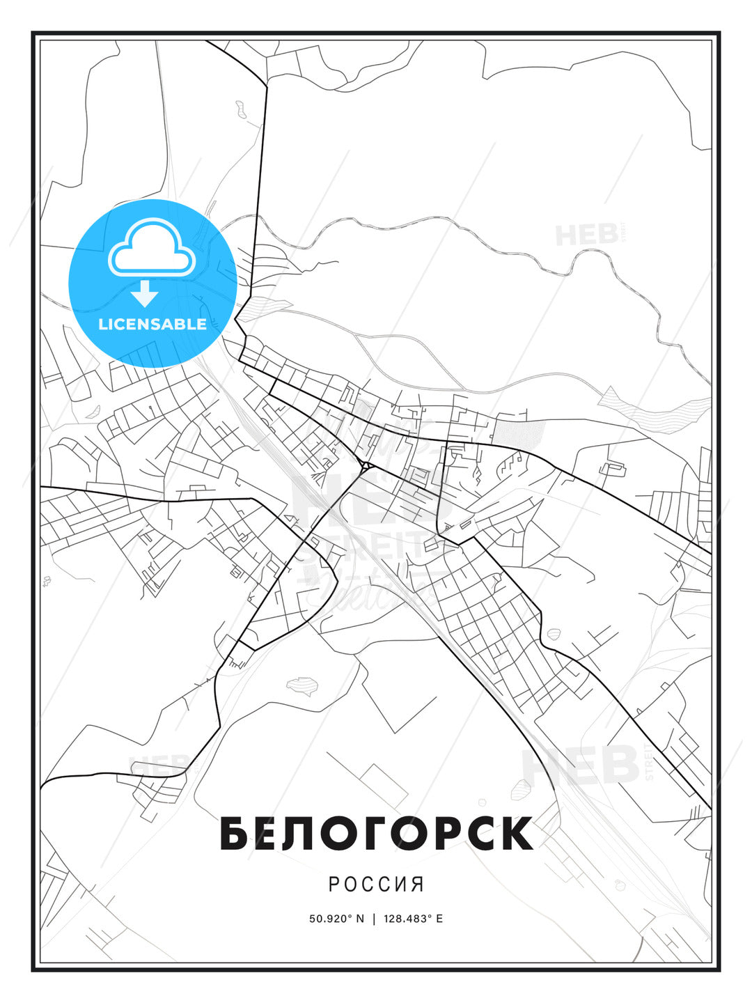 БЕЛОГОРСК / Belogorsk, Russia, Modern Print Template in Various Formats - HEBSTREITS Sketches