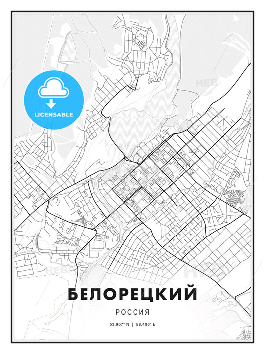 БЕЛОРЕЦКИЙ / Beloretsk, Russia, Modern Print Template in Various Formats - HEBSTREITS Sketches