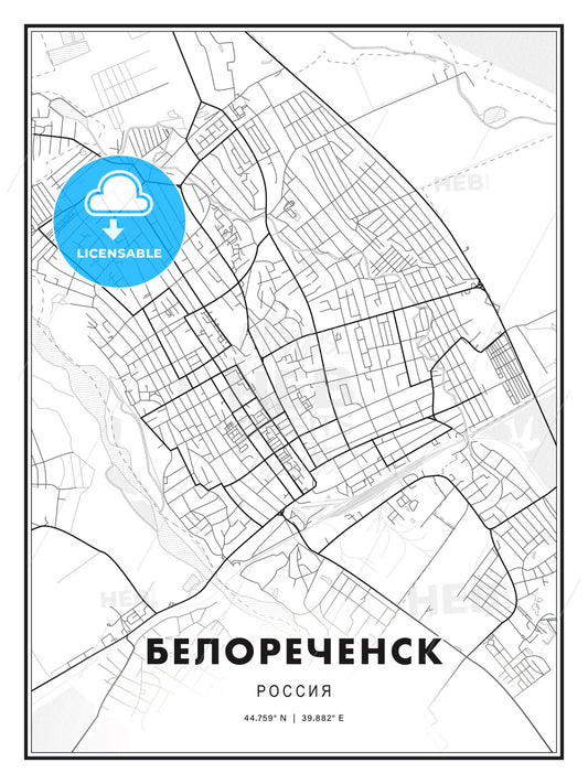 БЕЛОРЕЧЕНСК / Belorechensk, Russia, Modern Print Template in Various Formats - HEBSTREITS Sketches