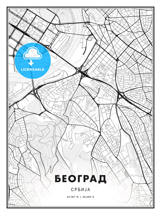 БЕОГРАД / Belgrade, Serbia, Modern Print Template in Various Formats - HEBSTREITS Sketches