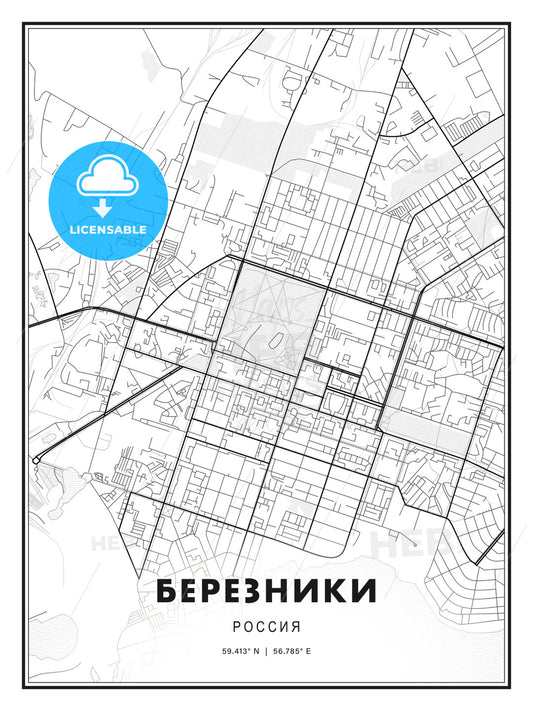 БЕРЕЗНИКИ / Berezniki, Russia, Modern Print Template in Various Formats - HEBSTREITS Sketches