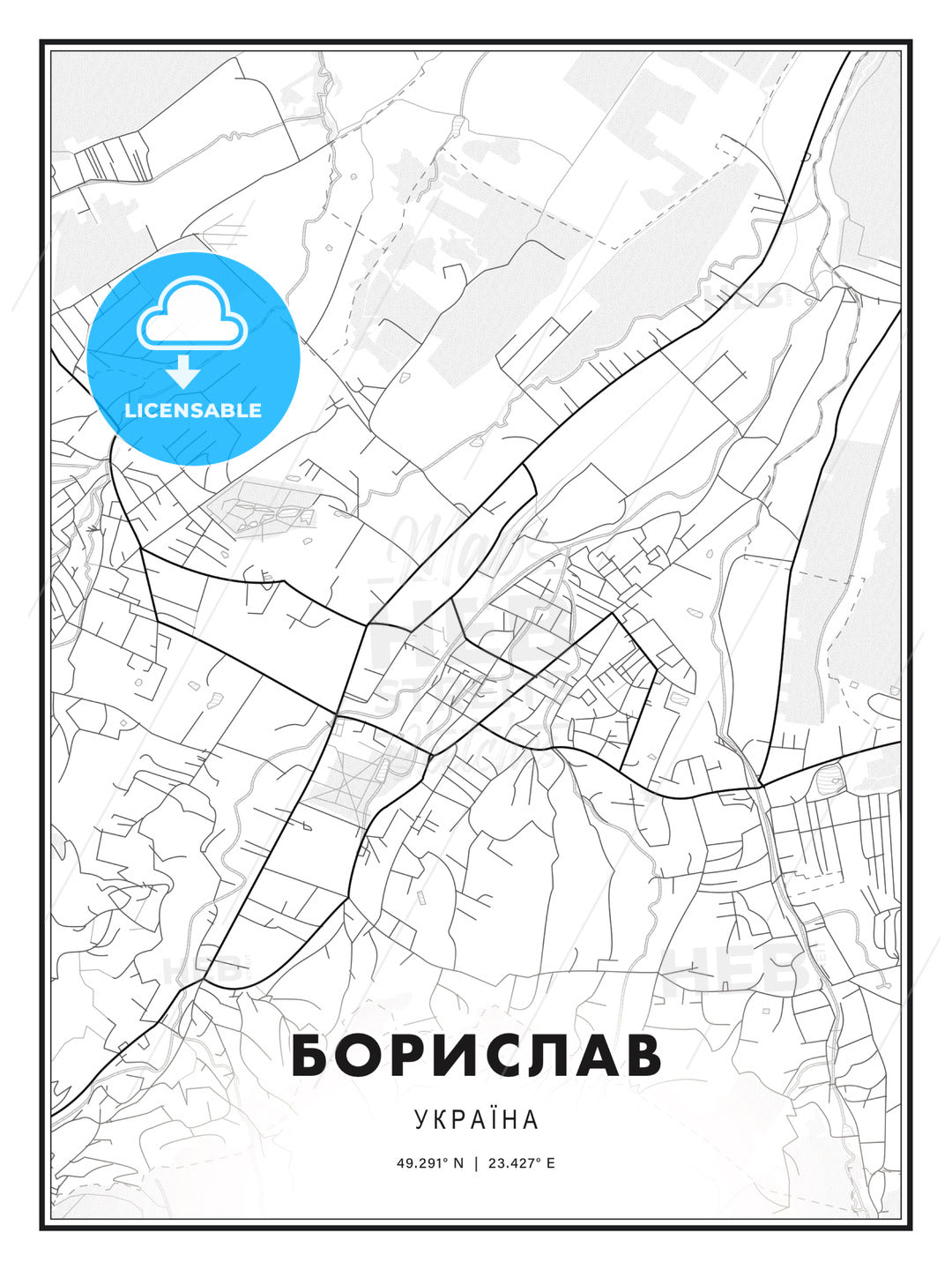 БОРИСЛАВ / Boryslav, Ukraine, Modern Print Template in Various Formats - HEBSTREITS Sketches