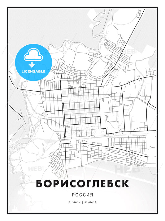 БОРИСОГЛЕБСК / Borisoglebsk, Russia, Modern Print Template in Various Formats - HEBSTREITS Sketches