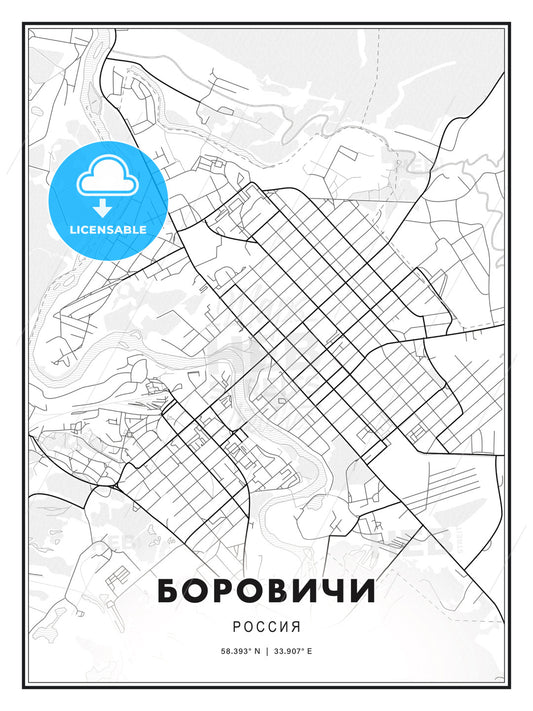 БОРОВИЧИ / Borovichi, Russia, Modern Print Template in Various Formats - HEBSTREITS Sketches