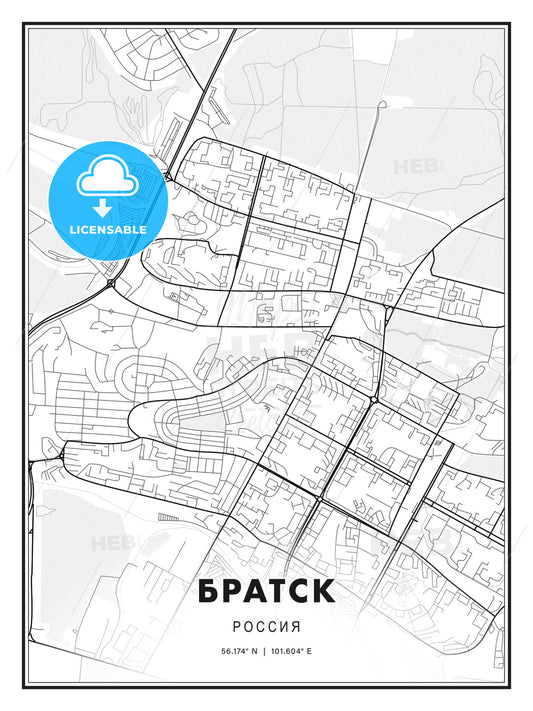 БРАТСК / Bratsk, Russia, Modern Print Template in Various Formats - HEBSTREITS Sketches