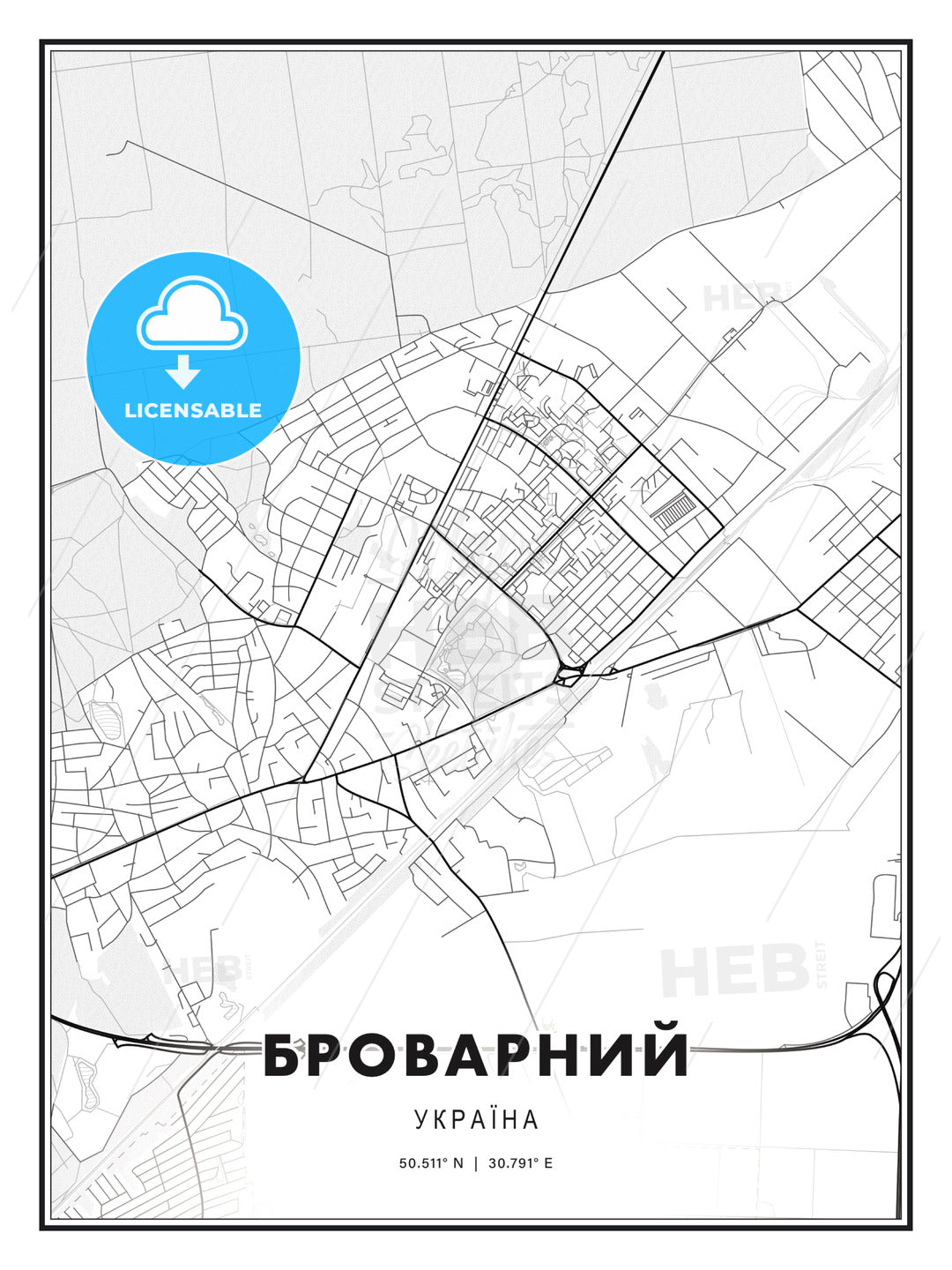БРОВАРНИЙ / Brovary, Ukraine, Modern Print Template in Various Formats - HEBSTREITS Sketches