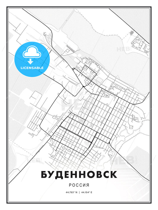 БУДЕННОВСК / Budyonnovsk, Russia, Modern Print Template in Various Formats - HEBSTREITS Sketches