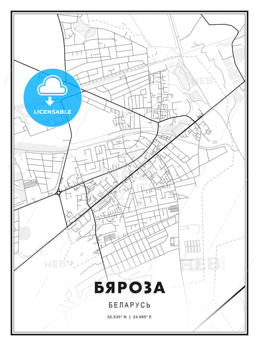 БЯРОЗА / Byaroza, Belarus, Modern Print Template in Various Formats - HEBSTREITS Sketches