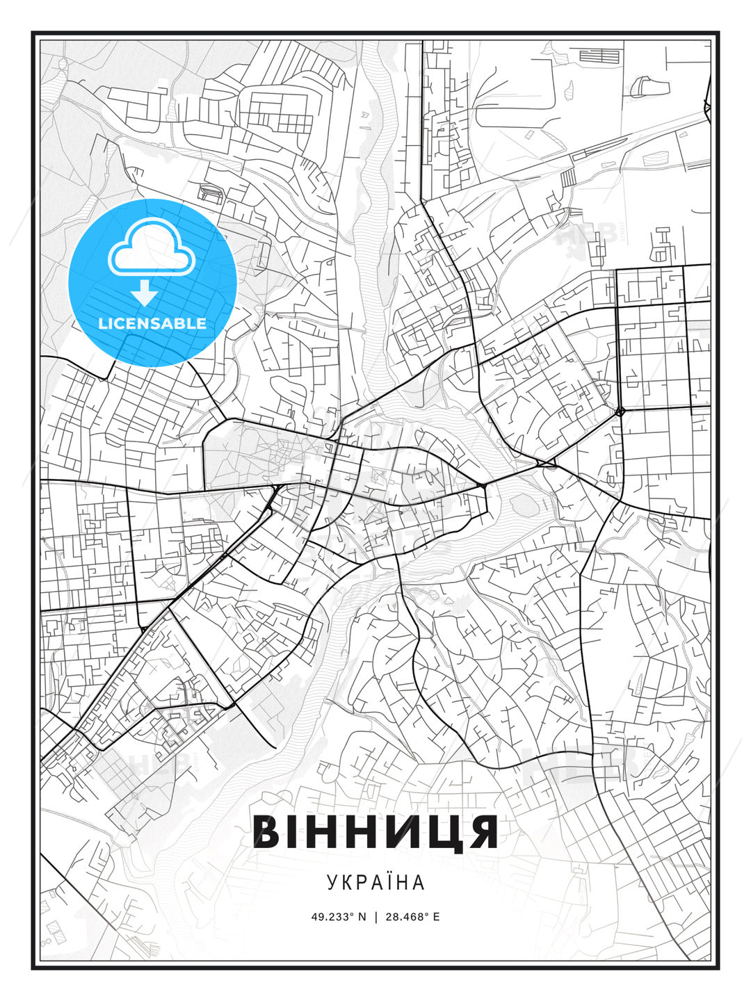 ВІННИЦЯ / Vinnytsia, Ukraine, Modern Print Template in Various Formats - HEBSTREITS Sketches