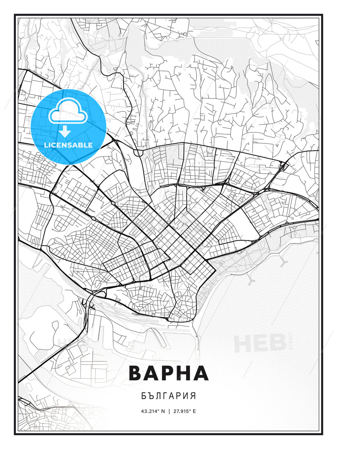 ВАРНА / Varna, Bulgaria, Modern Print Template in Various Formats - HEBSTREITS Sketches