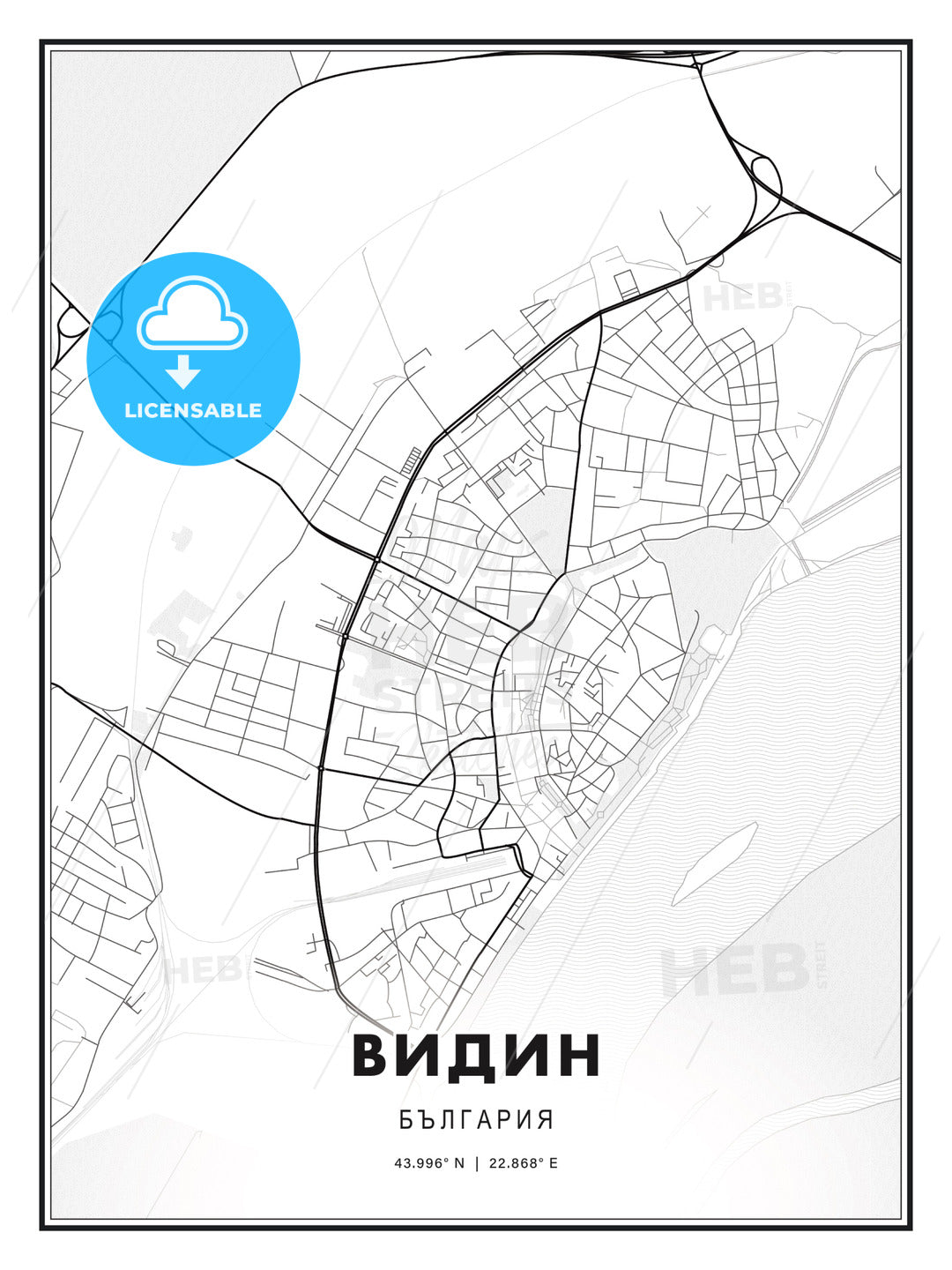 ВИДИН / Vidin, Bulgaria, Modern Print Template in Various Formats - HEBSTREITS Sketches