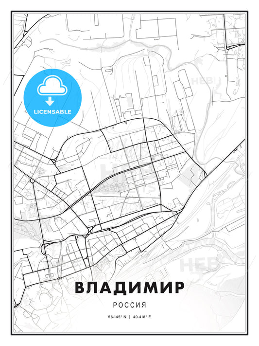 ВЛАДИМИР / Vladimir, Russia, Modern Print Template in Various Formats - HEBSTREITS Sketches