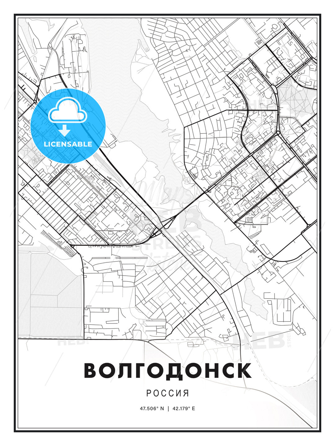 ВОЛГОДОНСК / Volgodonsk, Russia, Modern Print Template in Various Formats - HEBSTREITS Sketches