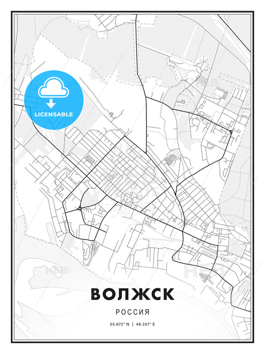 ВОЛЖСК / Volzhsk, Russia, Modern Print Template in Various Formats - HEBSTREITS Sketches