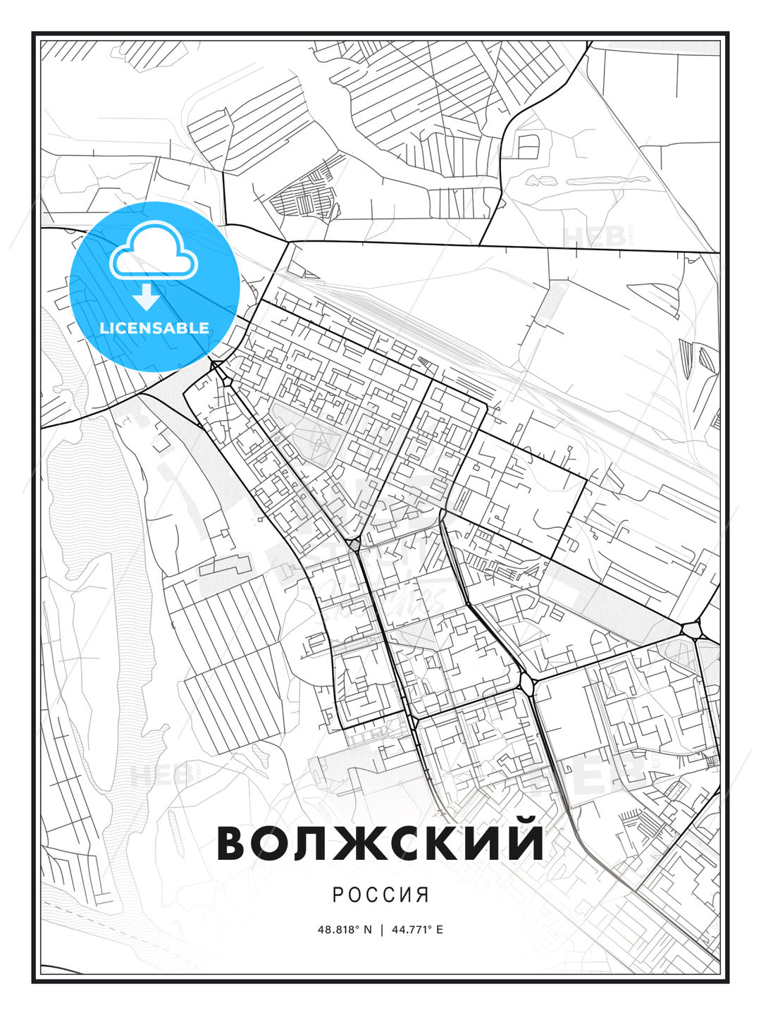 ВОЛЖСКИЙ / Volzhsky, Russia, Modern Print Template in Various Formats - HEBSTREITS Sketches