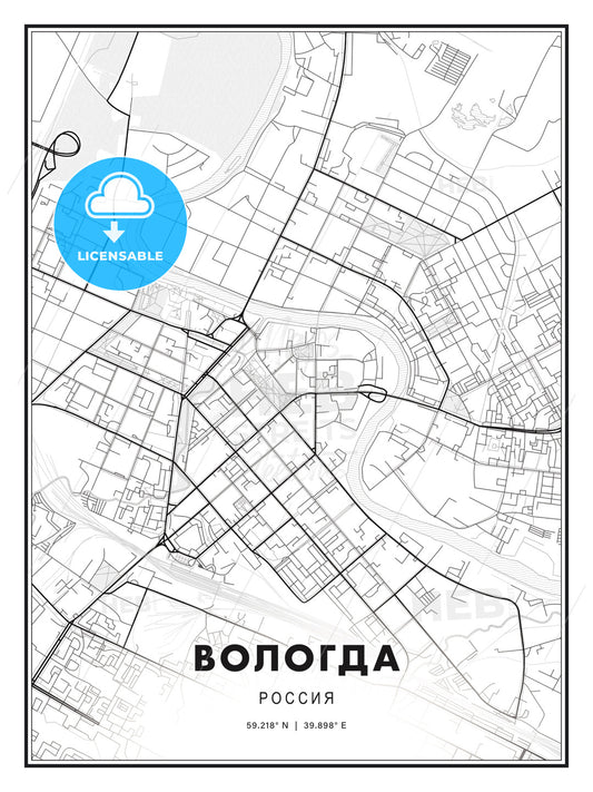 ВОЛОГДА / Vologda, Russia, Modern Print Template in Various Formats - HEBSTREITS Sketches