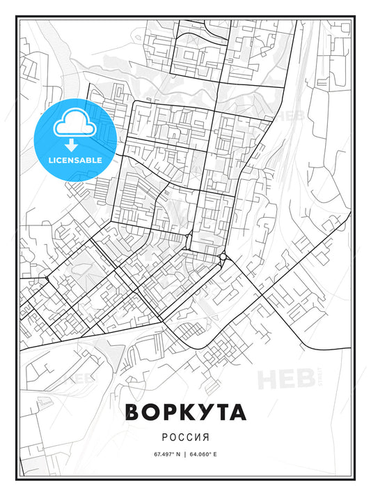ВОРКУТА / Vorkuta, Russia, Modern Print Template in Various Formats - HEBSTREITS Sketches