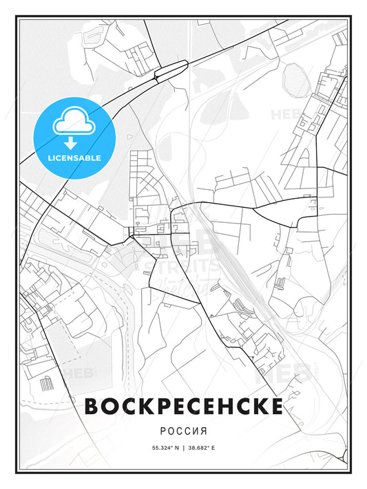 ВОСКРЕСЕНСКЕ / Voskresensk, Russia, Modern Print Template in Various Formats - HEBSTREITS Sketches