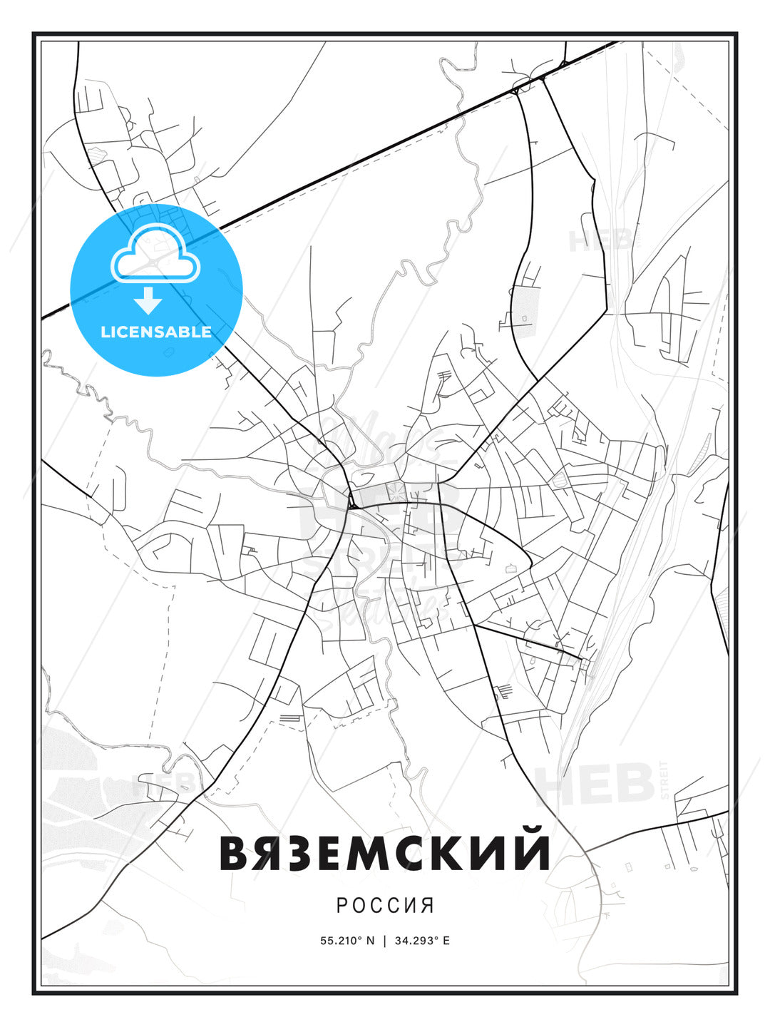 ВЯЗЕМСКИЙ / Vyazma, Russia, Modern Print Template in Various Formats - HEBSTREITS Sketches