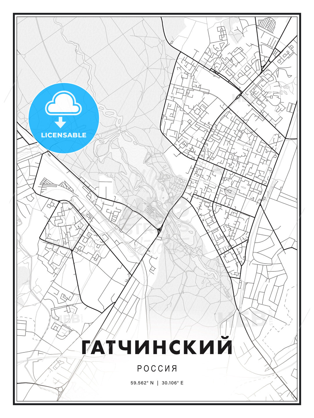 ГАТЧИНСКИЙ / Gatchina, Russia, Modern Print Template in Various Formats - HEBSTREITS Sketches