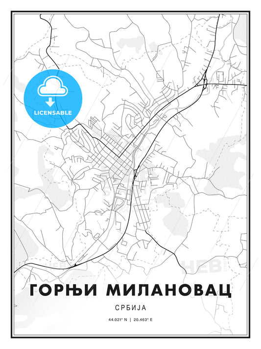 ГОРЊИ МИЛАНОВАЦ / Gornji Milanovac, Serbia, Modern Print Template in Various Formats - HEBSTREITS Sketches