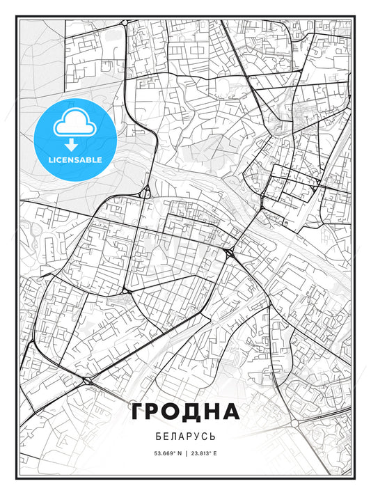ГРОДНА / Grodno, Belarus, Modern Print Template in Various Formats - HEBSTREITS Sketches
