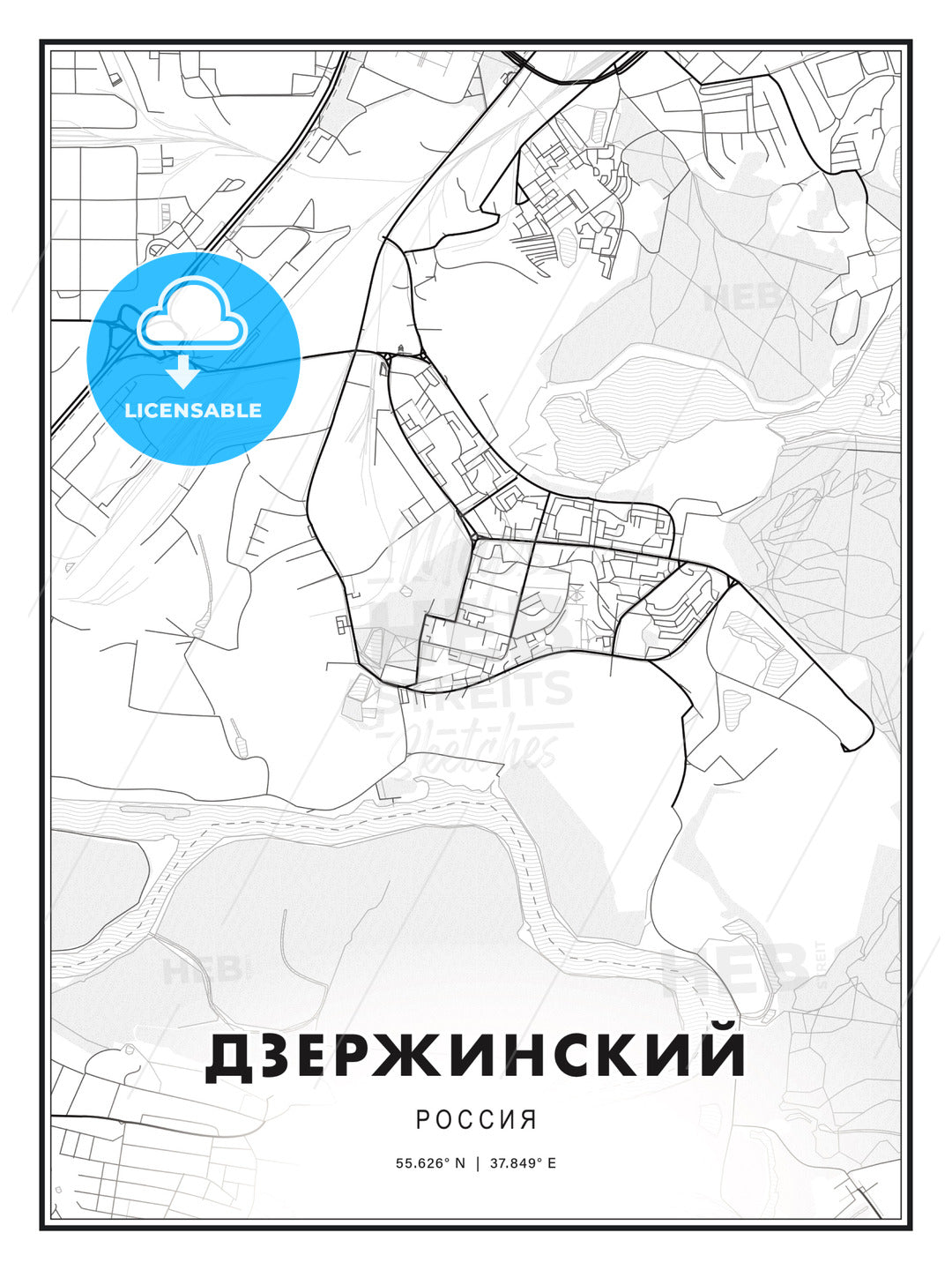 ДЗЕРЖИНСКИЙ / Dzerzhinsky, Russia, Modern Print Template in Various Formats - HEBSTREITS Sketches