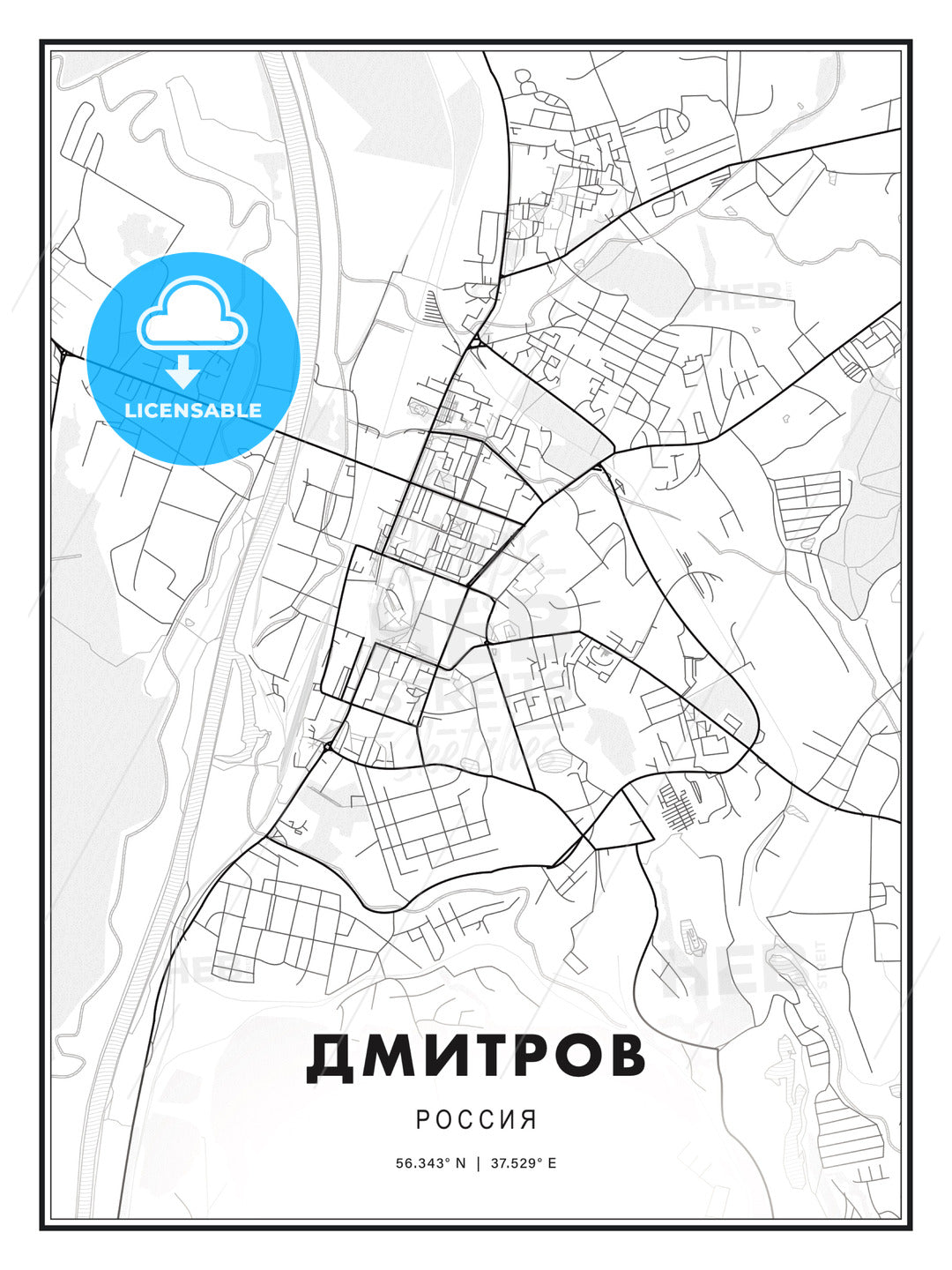 ДМИТРОВ / Dmitrov, Russia, Modern Print Template in Various Formats - HEBSTREITS Sketches