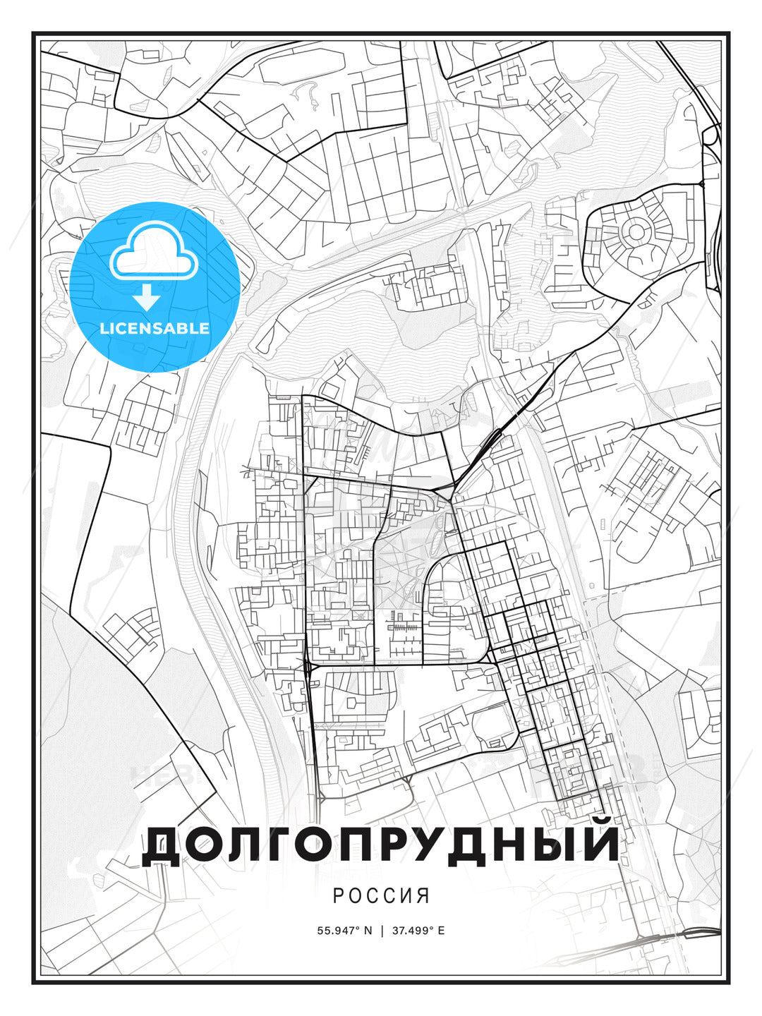 ДОЛГОПРУДНЫЙ / Dolgoprudny, Russia, Modern Print Template in Various Formats - HEBSTREITS Sketches