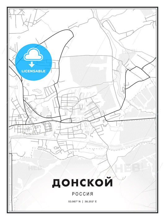 ДОНСКОЙ / Donskoy, Russia, Modern Print Template in Various Formats - HEBSTREITS Sketches
