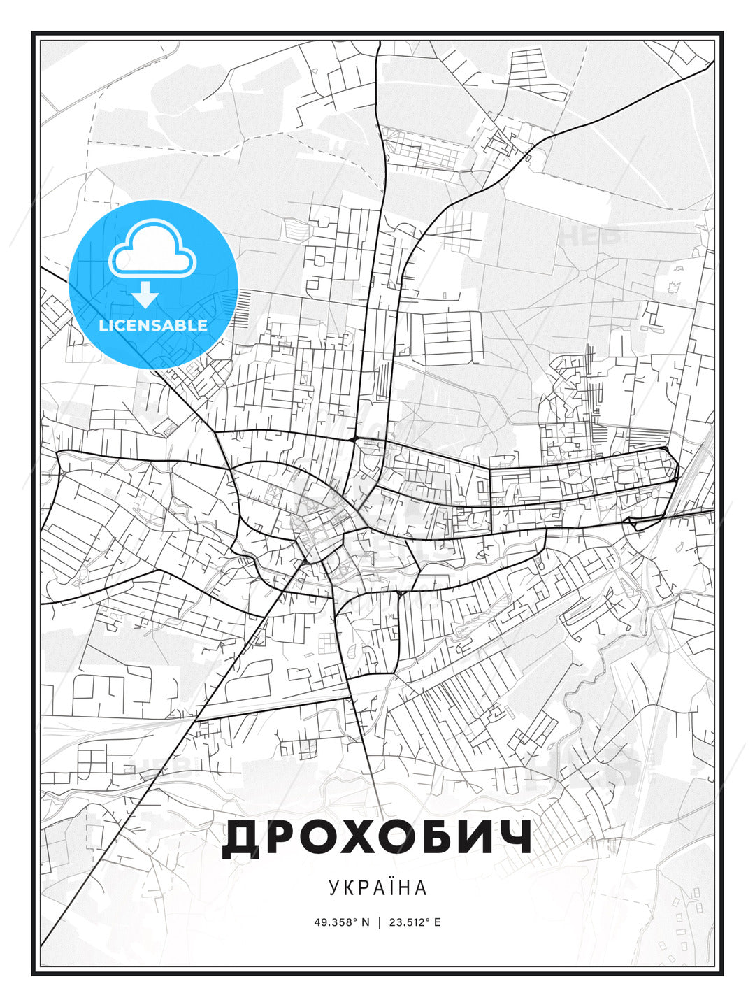 ДРОХОБИЧ / Drohobych, Ukraine, Modern Print Template in Various Formats - HEBSTREITS Sketches
